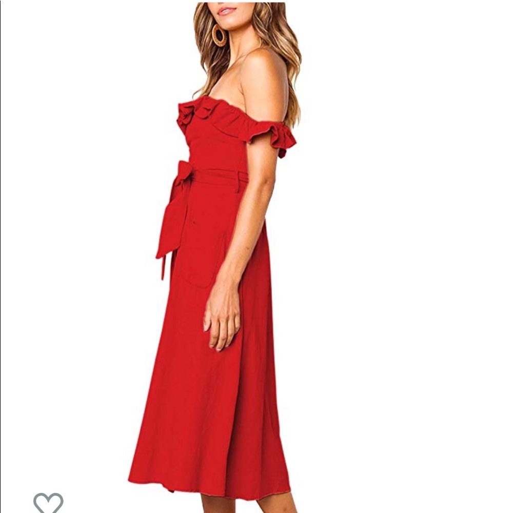 Linen Ruffle Midi Dress - Picture 2 of 3